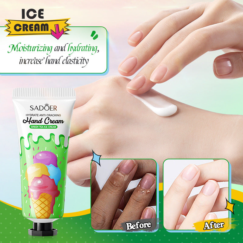 Green Tea Ice Cream Hydrating Hand Cream SADOER Autumn and winter hand cream cross-border foreign trade wholesale