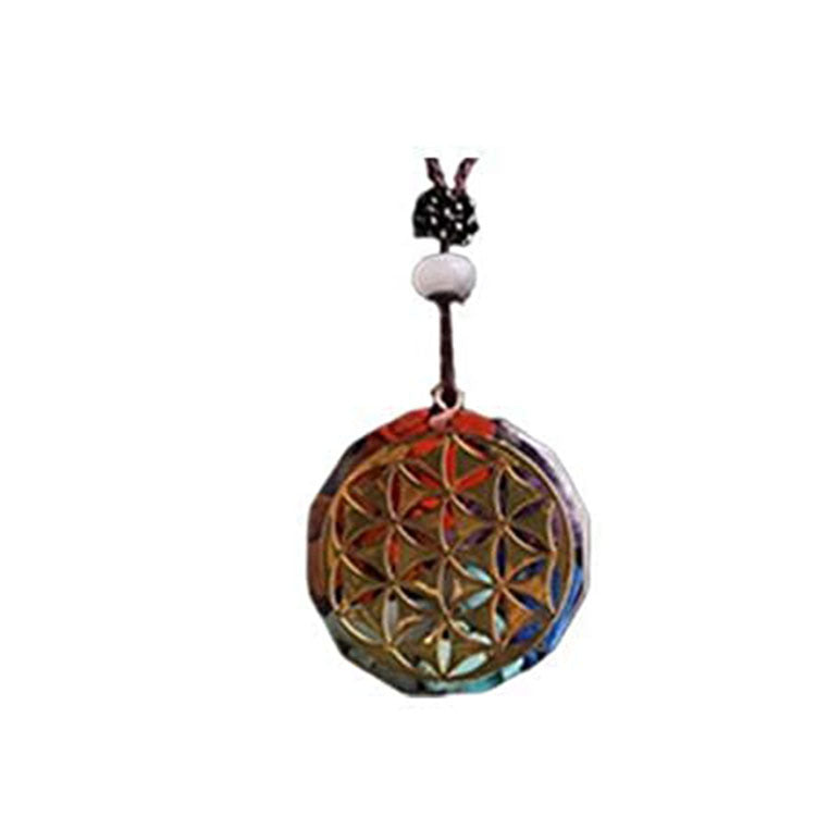 Men's Colorful Pendant Necklace Personalized Natural Crushed Stone Crystal Accessories Necklace Women's Colorful Crushed Stone Resin Necklace