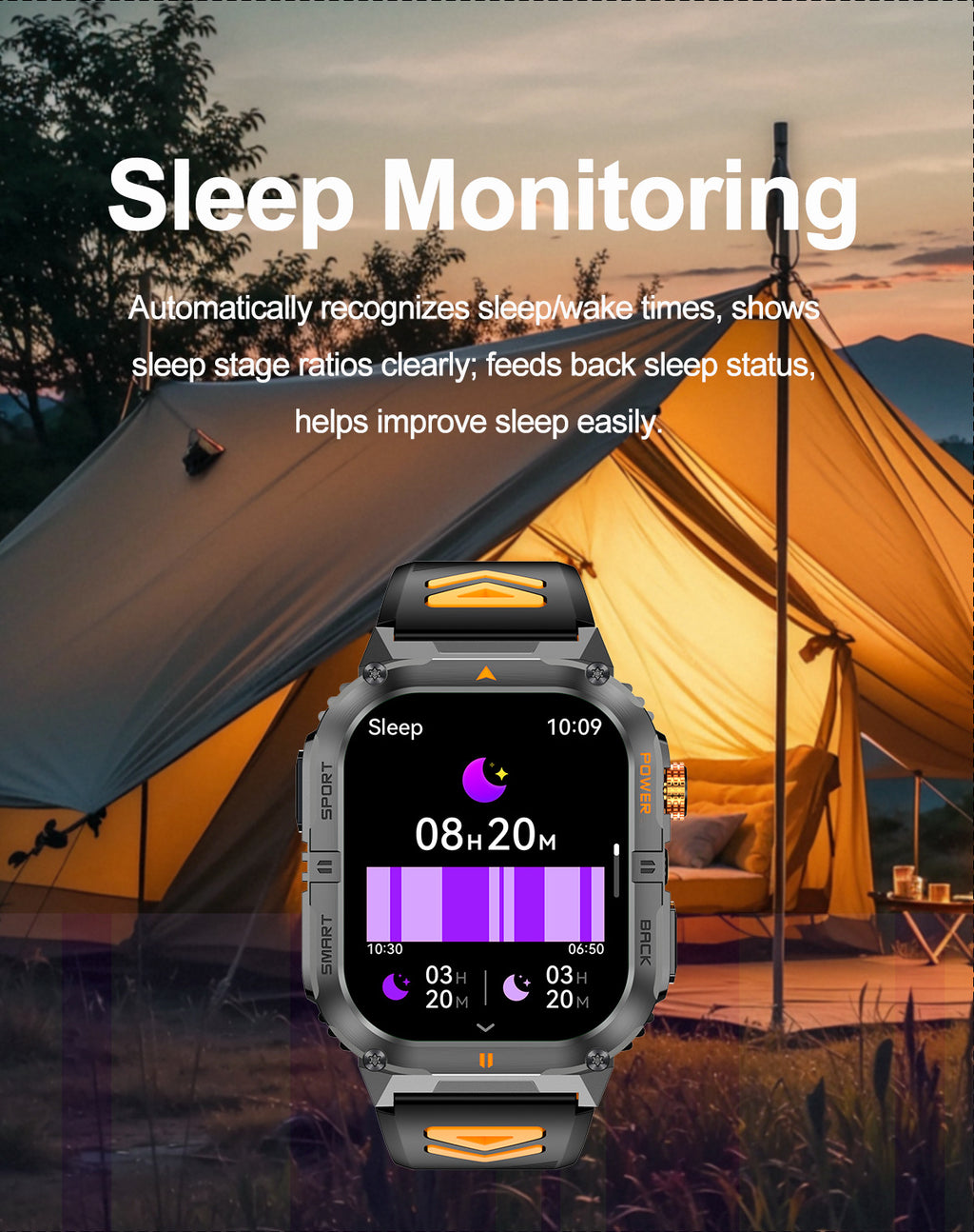 YK12Smart Watch Bluetooth Call True Heart Rate Step Count Sleep Monitoring Deep Waterproof Large Battery Sports Three-Proof