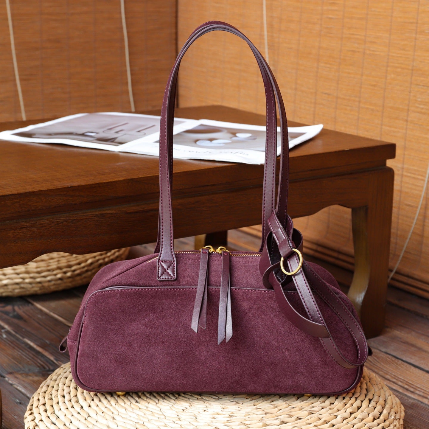 European and American Style Matte Leather Women's Bag High-End Luxury Boston Bag Lazy Style Korean Versatile Niche Underarm Shoulder Bag