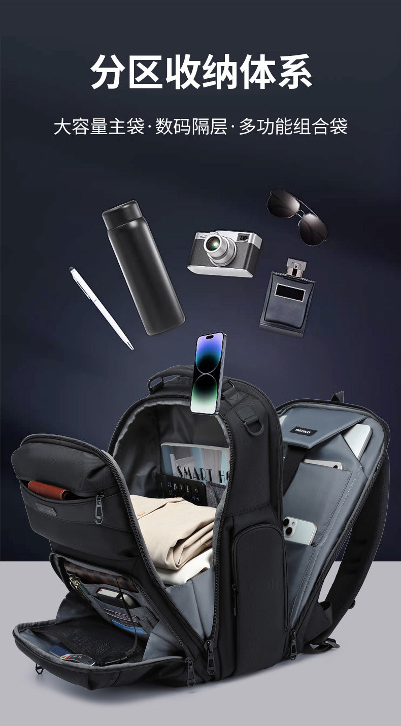 OZUKO Business Backpack Men's Commuting Computer Backpack Waterproof Large Capacity Business Travel Portable Men's Bag