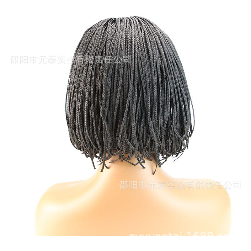 Hairband Small Braids Wig European and American Style Women's Small Curly Synthetic Hair Wig African Drawstring Braids Short Hair Trendy Short Hair