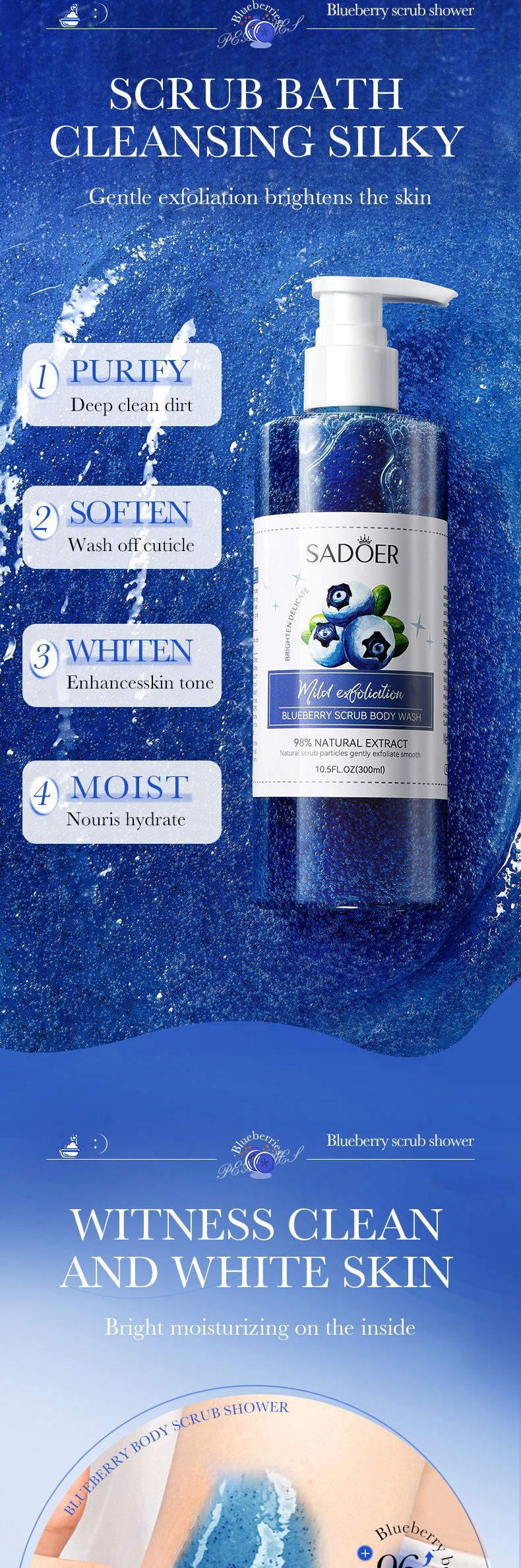 Fruit Body Wash300mlSADOER Kiwi Body Scrub Shower Gel  Wholesale