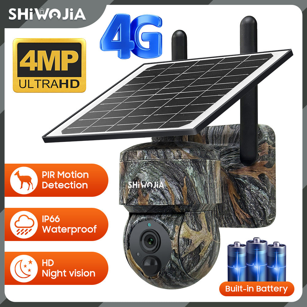 Outdoor Maple Leaf Camouflage Solar Camera4MP Low Power Consumption4G High Definition Forest Remote Early Warning Monitoring