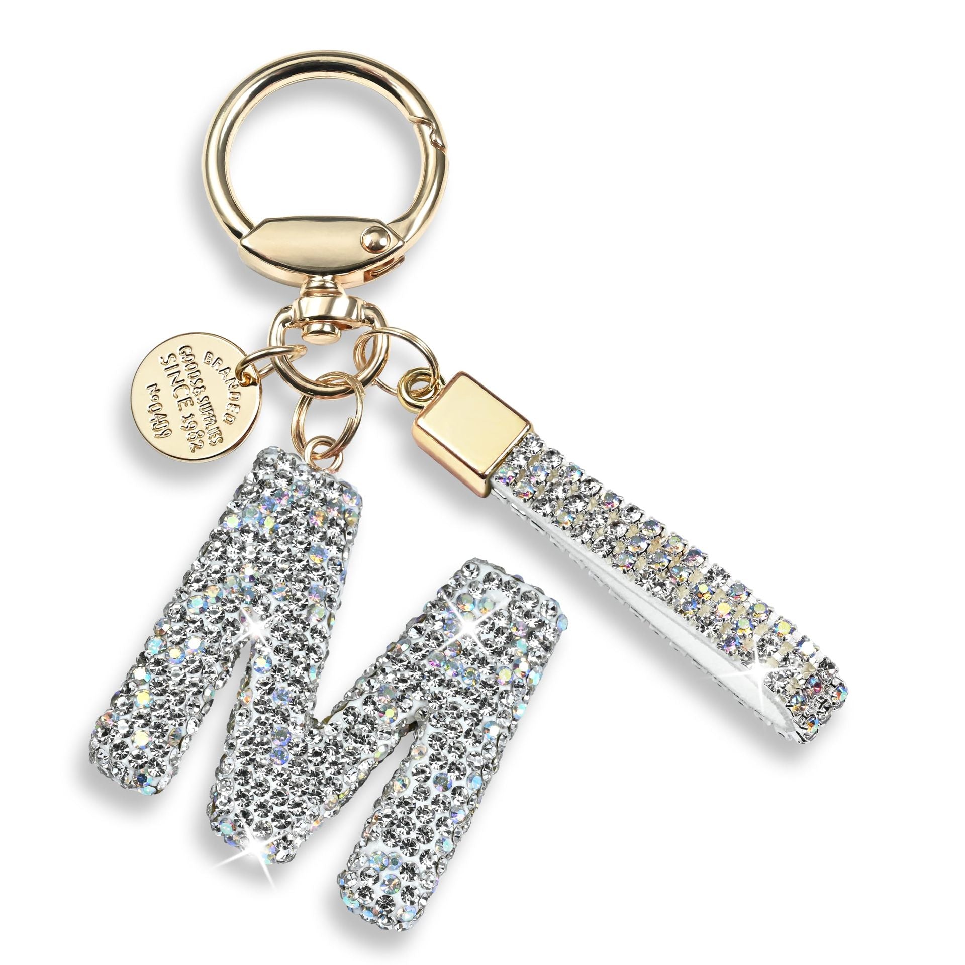 Inlaid Diamond Letter Keychain High-end Gift Pendant for Women Shiny Letter Pendant Wristband Phone Chain Keychain