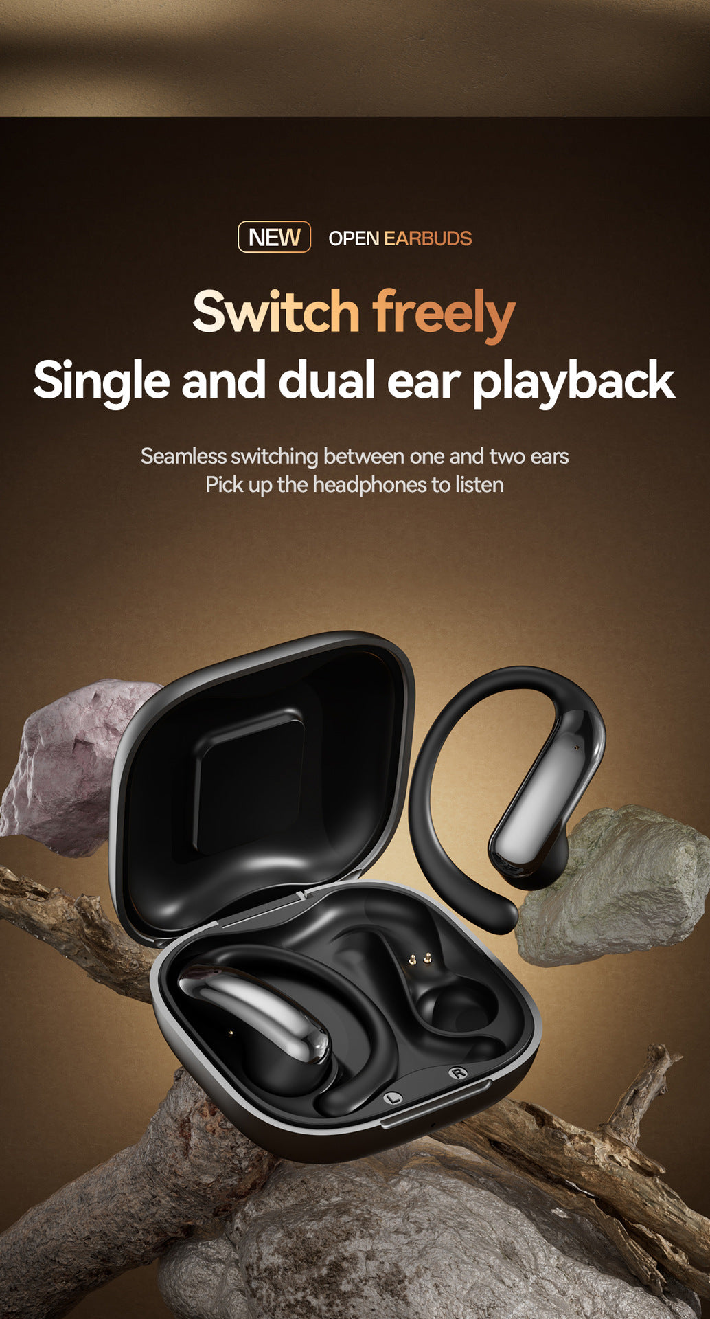 M142Popular OWS Open-type ultra-long battery life high-quality sound over-ear digital display wireless Bluetooth headphones