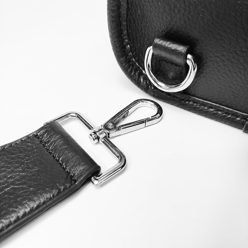 Niche Bag Fingerprint Unlock Men's Top Layer Cowhide Single Shoulder Crossbody Backpack High-End Chest Genuine Leather Chest Bag