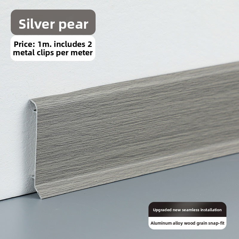 Thickened aluminum alloy skirting board, snap-on metal baseboard, self-adhesive, seamless, stainless steel skirting board for home use