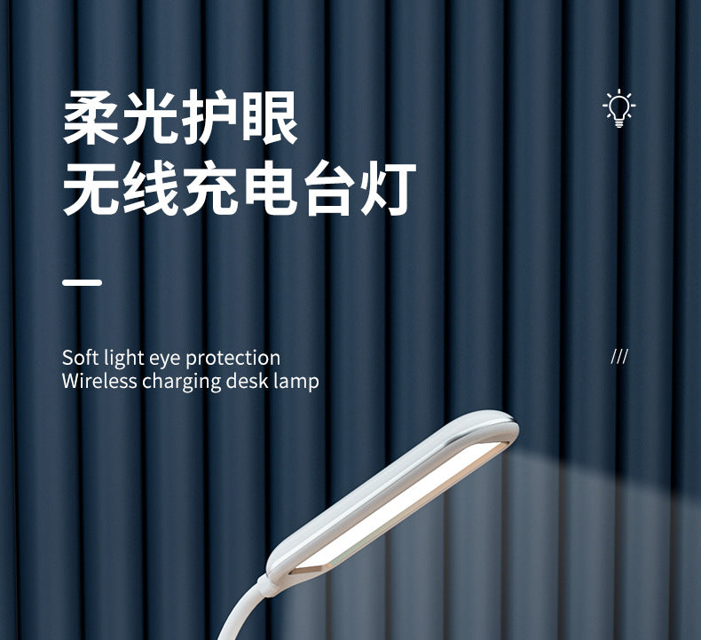 ledDeskLamp Study Bright Enough Foldable Touch15W Wireless Charging Bedroom Bedside Reading Lamp