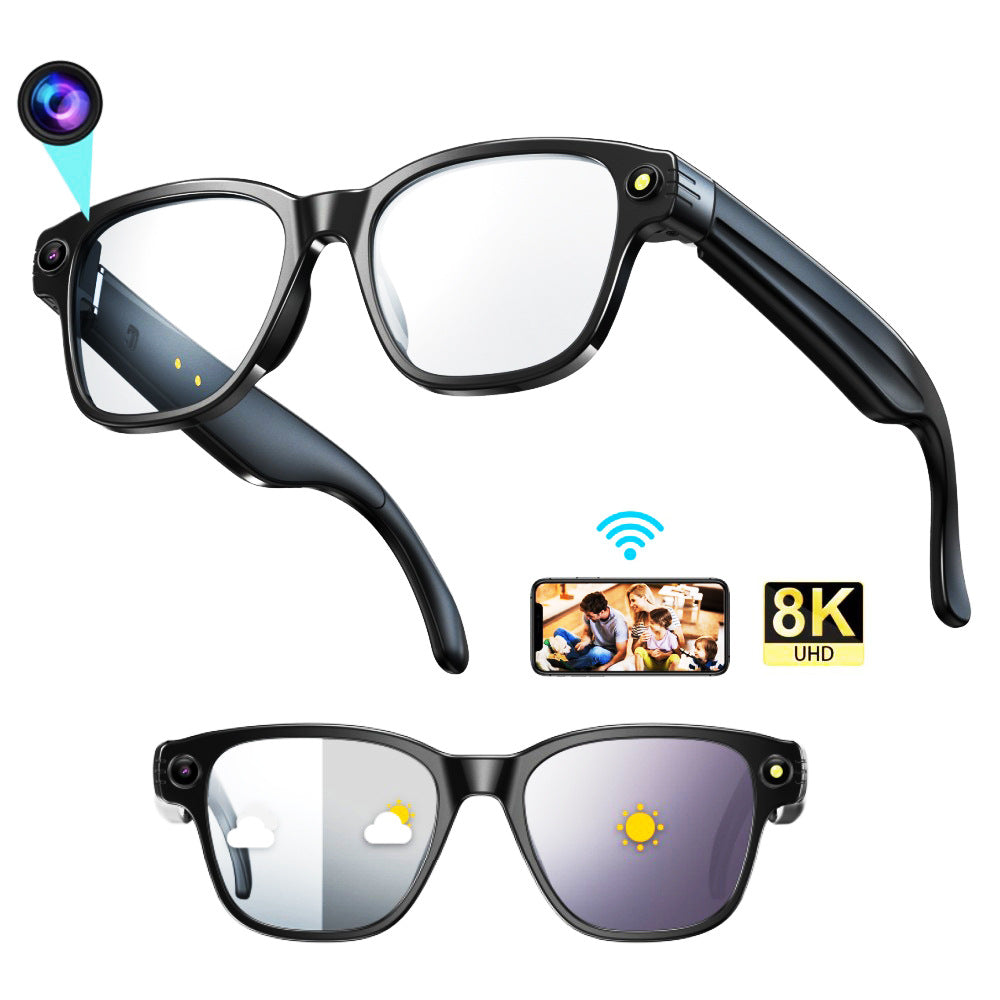 L801Smart Glasses800100 Megapixel Camera with Image Stabilization1200P Video Recording AI Simultaneous Translation Color Changing Sunglasses