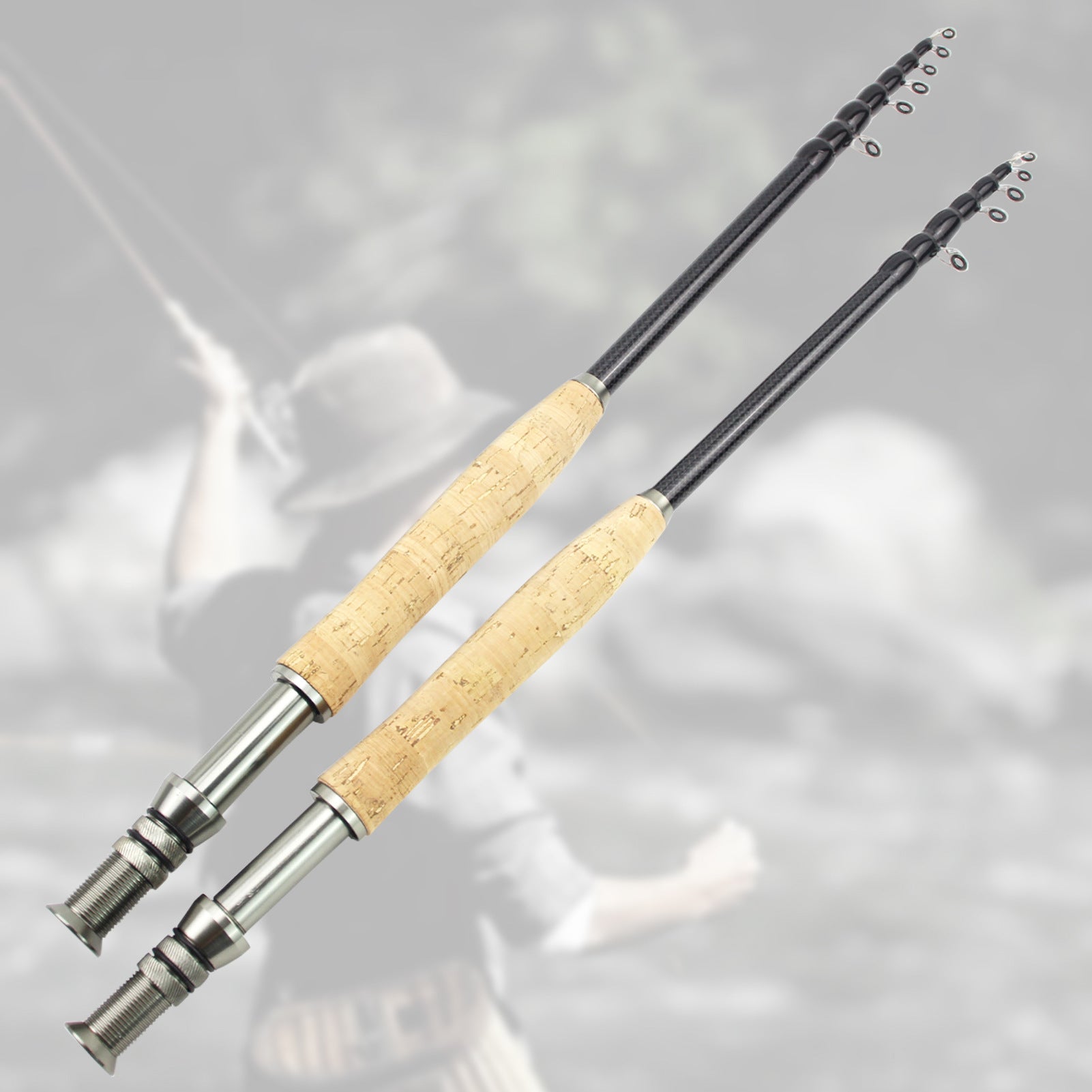 European and American Popular Portable Retractable Fly Rod Carbon Fiber Wooden Handle Fly Fishing Rod Lure Bass Pike Rod
