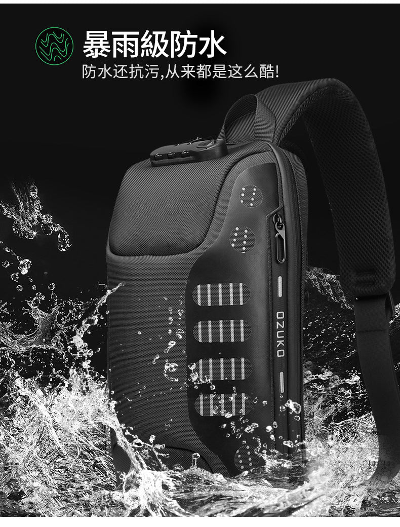 OZUKO Men's Chest Bag Anti-Theft Waterproof Chest Bag Trendy Fashion Crossbody Bag Large Capacity Business Shoulder Bag