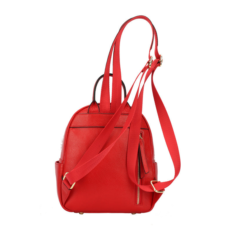 New Fashion Printed Women's Backpack Soft Leather Versatile Large Capacity Student School Bag Mom Travel Bag