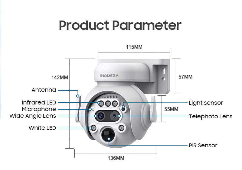 4G Solar Camera Camera6MP High Definition Full Color Camera122x Zoom Outdoor Surveillance Dome Camera