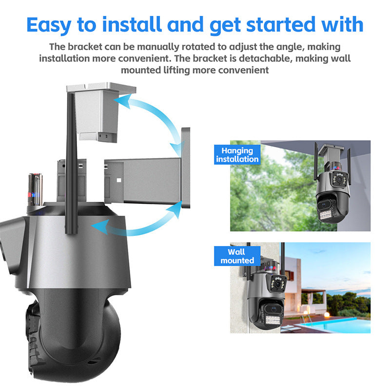 Surveillance Camera Dome Dual Screen Home Connection APP Binocular dual-lens outdoor HD wireless camera