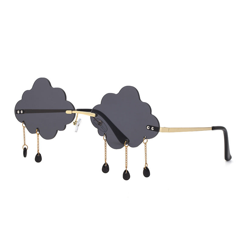 New Sunglasses for Women with Pendant Cloud Design, Trendy Personality Party Funny Ocean Film Prom Sunglasses