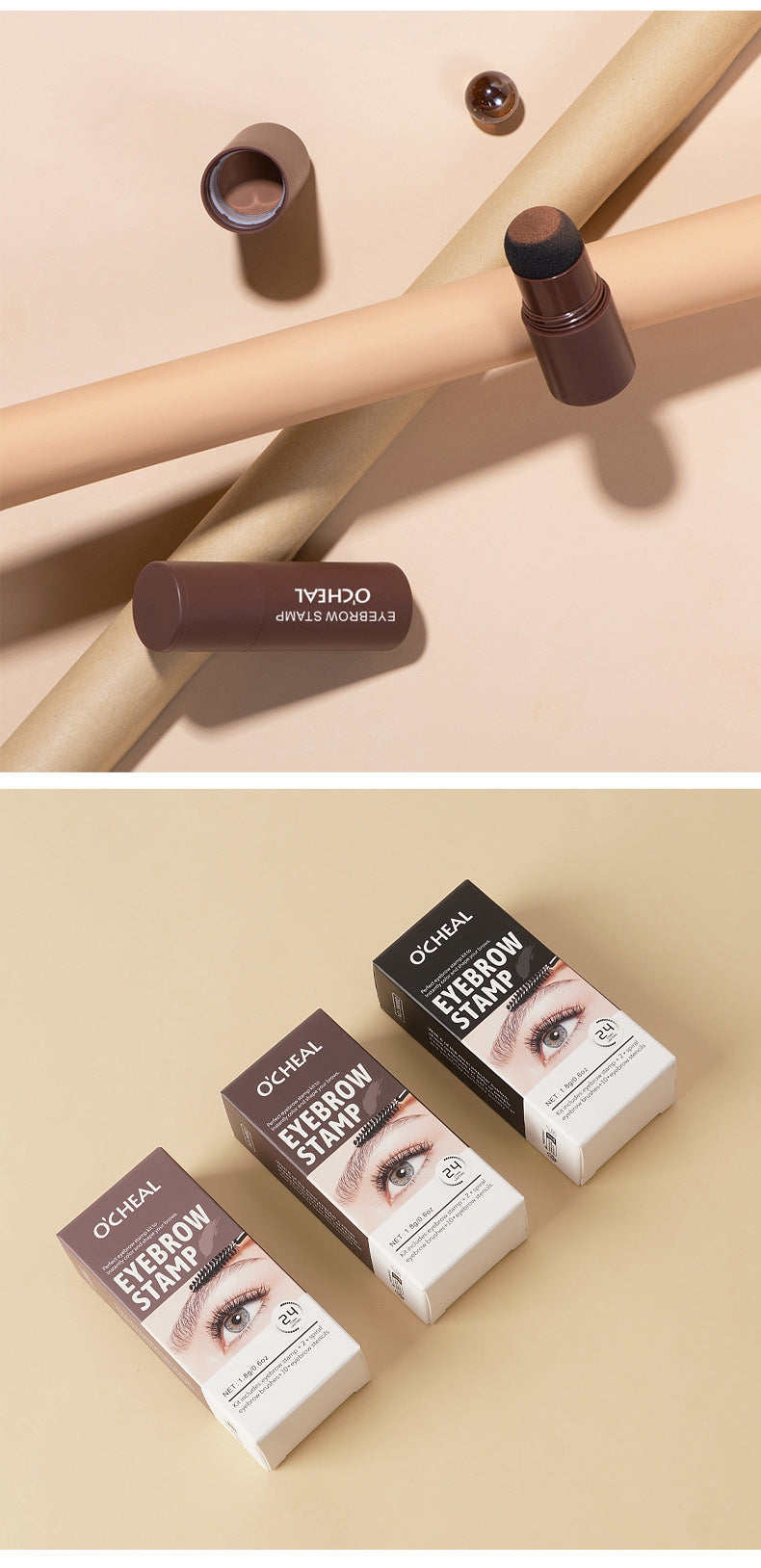AliExpress Ouqianya Eyebrow Powder Stick Stamp with Eyebrow Card+Eyebrow Brush Long-lasting Multi-functional Eyebrow Dye Cream1.8g