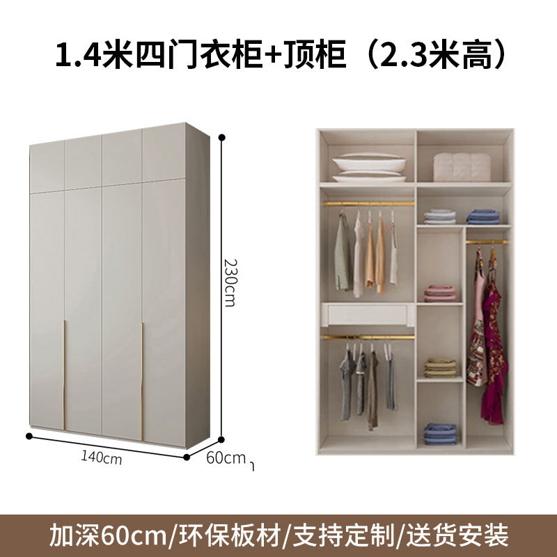 One-Door to Ceiling Heightened Solid Wood Wardrobe for Home Bedroom, Double Door Simple Assembly Cabinet, European Pine Board Storage Cabinet, Wardrobe