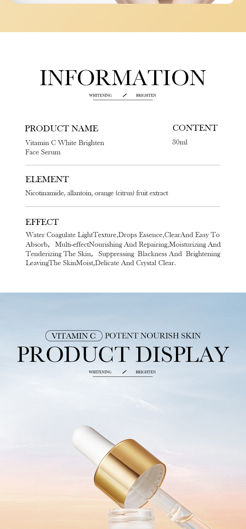 VC Essence30mlBIOAOUA Vitamin C Whitening, hydrating, moisturizing, and nourishing cross-border wholesale