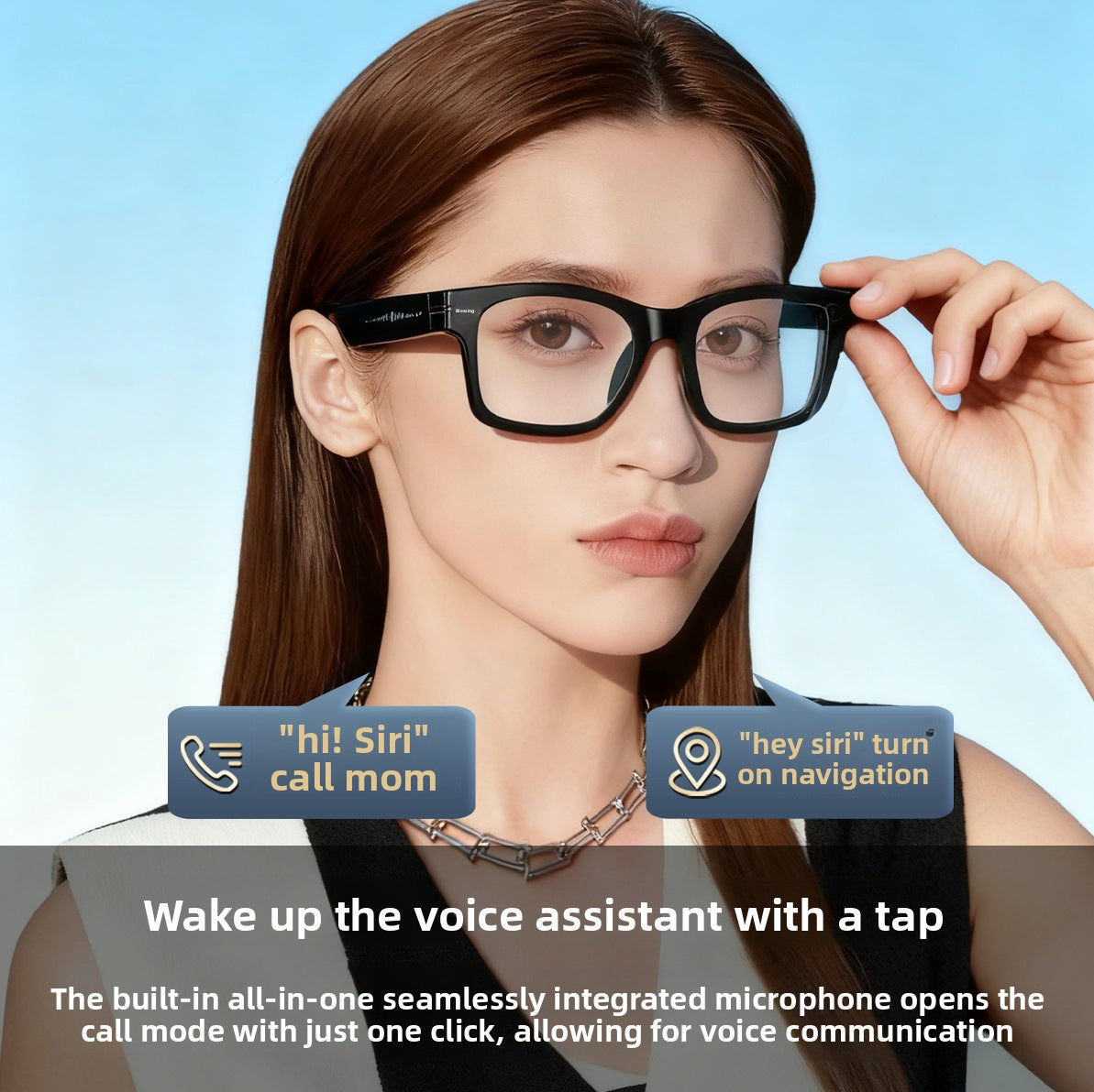 W610Smart Glasses AI Voice Assistant Translation800W Camera Listening to Music Bluetooth Calling Bluetooth