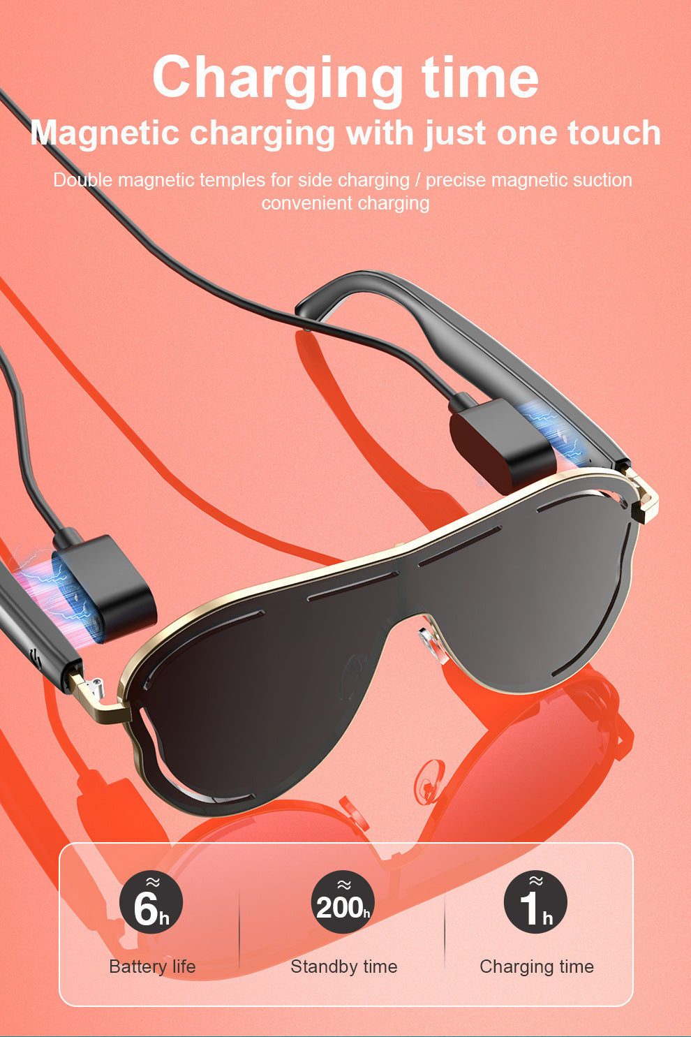 AI Translation Smart Bluetooth Glasses Sunglasses Sports Bluetooth Smart Audio Headphones Glasses Fashion Sunglasses