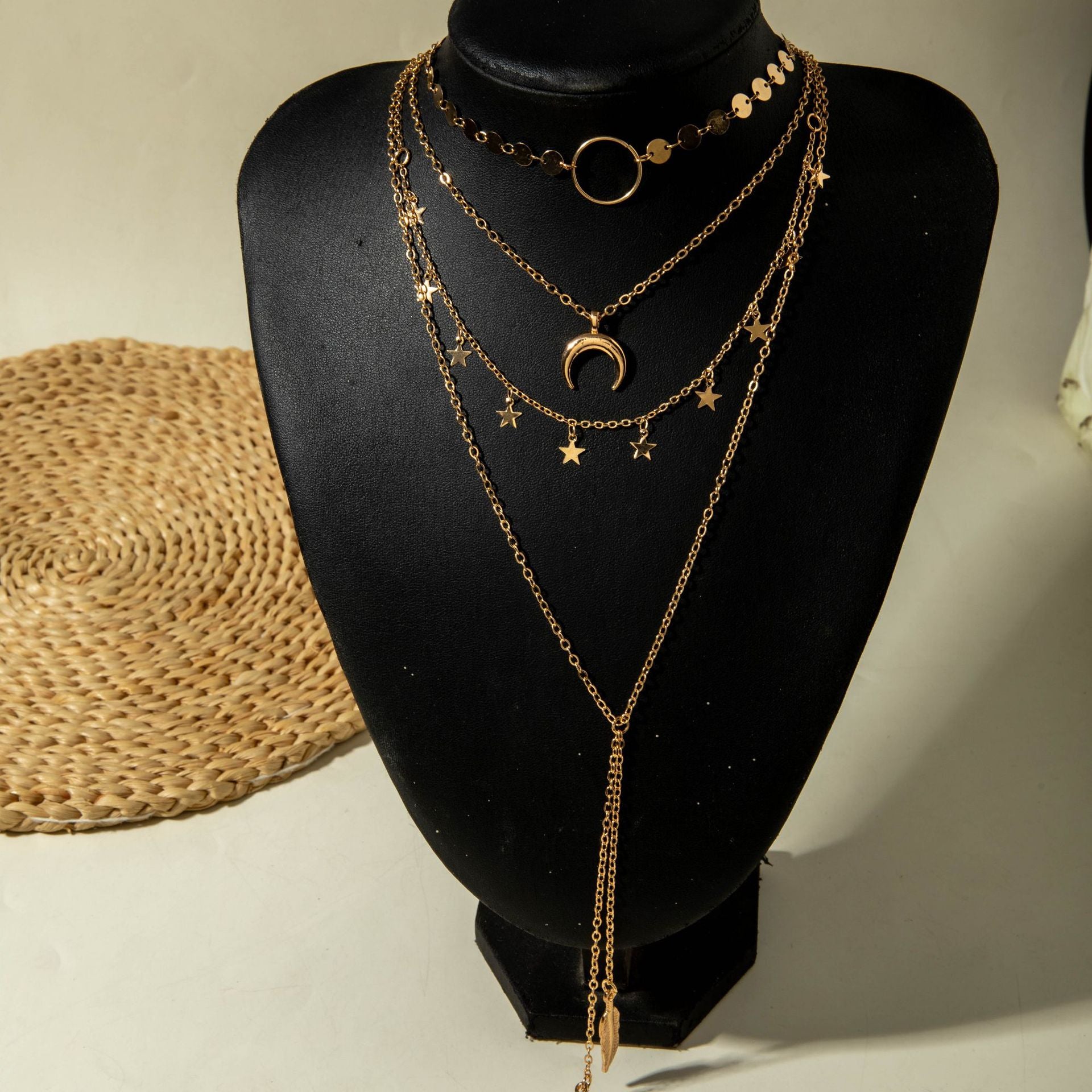 Geometric Star Tassel Chain Necklace Versatile Metal Style Sexy Multi-layer Stacking Y Type Necklace