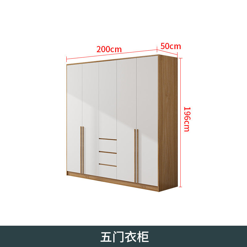 Natural Wood Color Cream Style Wardrobe with Flat Doors for Bedroom, Comes with Small Dressing Table, Freely Combinable Storage Cabinet