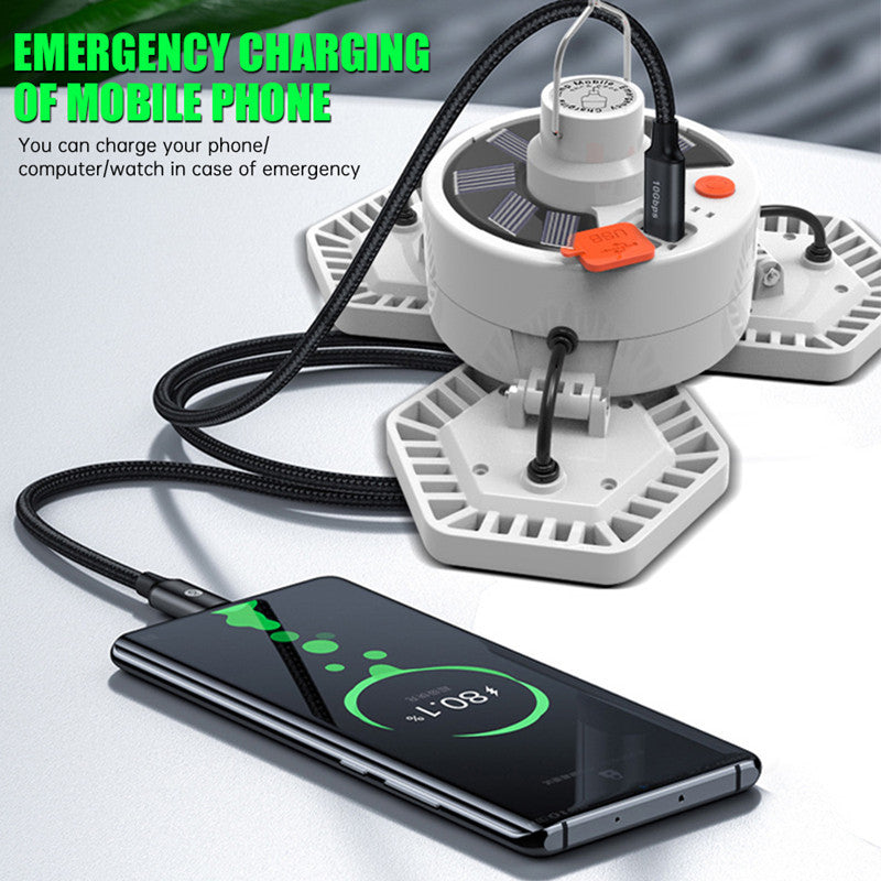 Outdoor LED Tent Light Camping Light with Remote Control Three-Leaf Bulb Emergency Light for Home Power Outage