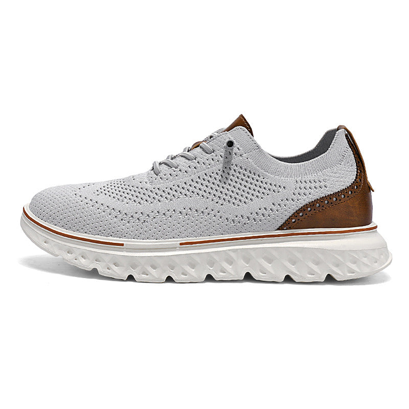 Large Size Casual Men's Shoes Fashionable Lightweight Loafers Men's Flyknit Hollow Breathable Running Sports Shoes