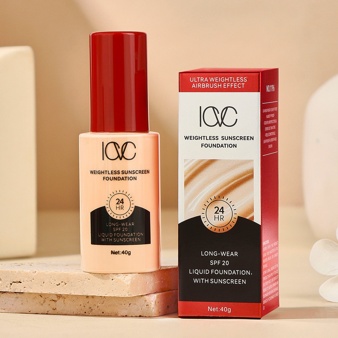 ICVC#Sunscreen Foundation40g Large Capacity Waterproof Long-lasting Non-smudge Lazy Primer Cream E-commerce