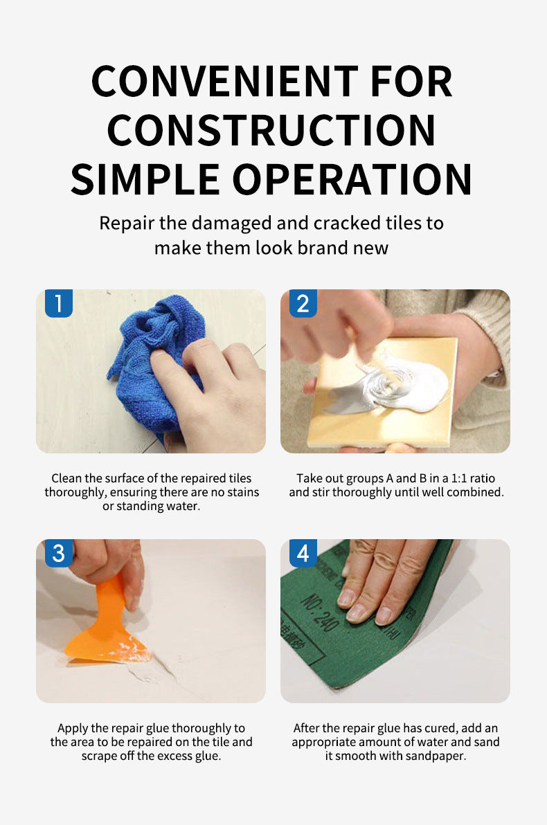 QIDAXIA Ceramic Repair Paste Household Marble Bathtub Wash Basin Bonding Glue Tile Repair Glue