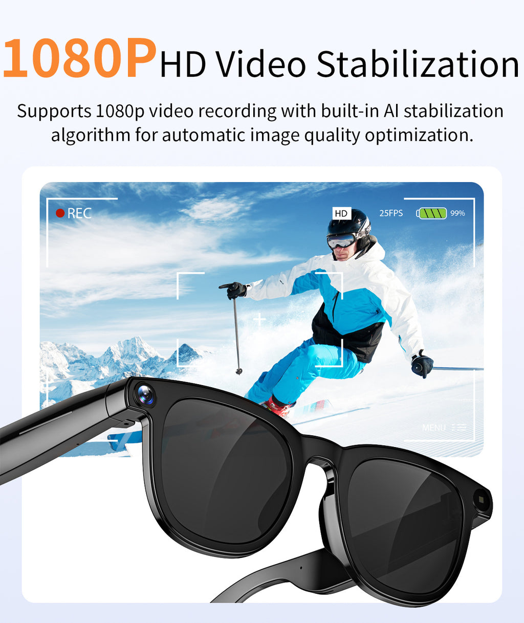V3Smart Glasses800100 Megapixel Camera AI Translation Character Recognition Anti-Shake1200P Video Recording Audio Recording