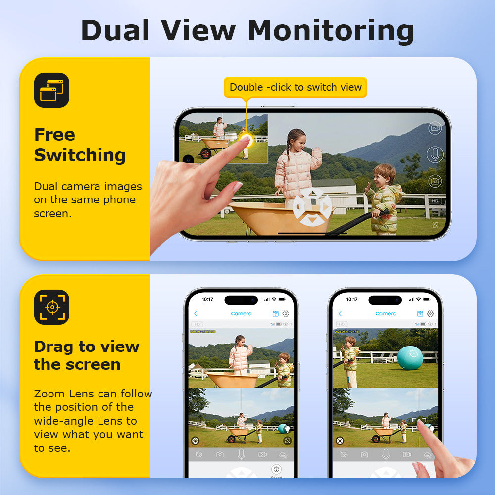 Exclusive Supply3Lens Hybrid Zoom15Double Waterproof Solar Camera6MP High Definition Wireless Multi-Zone