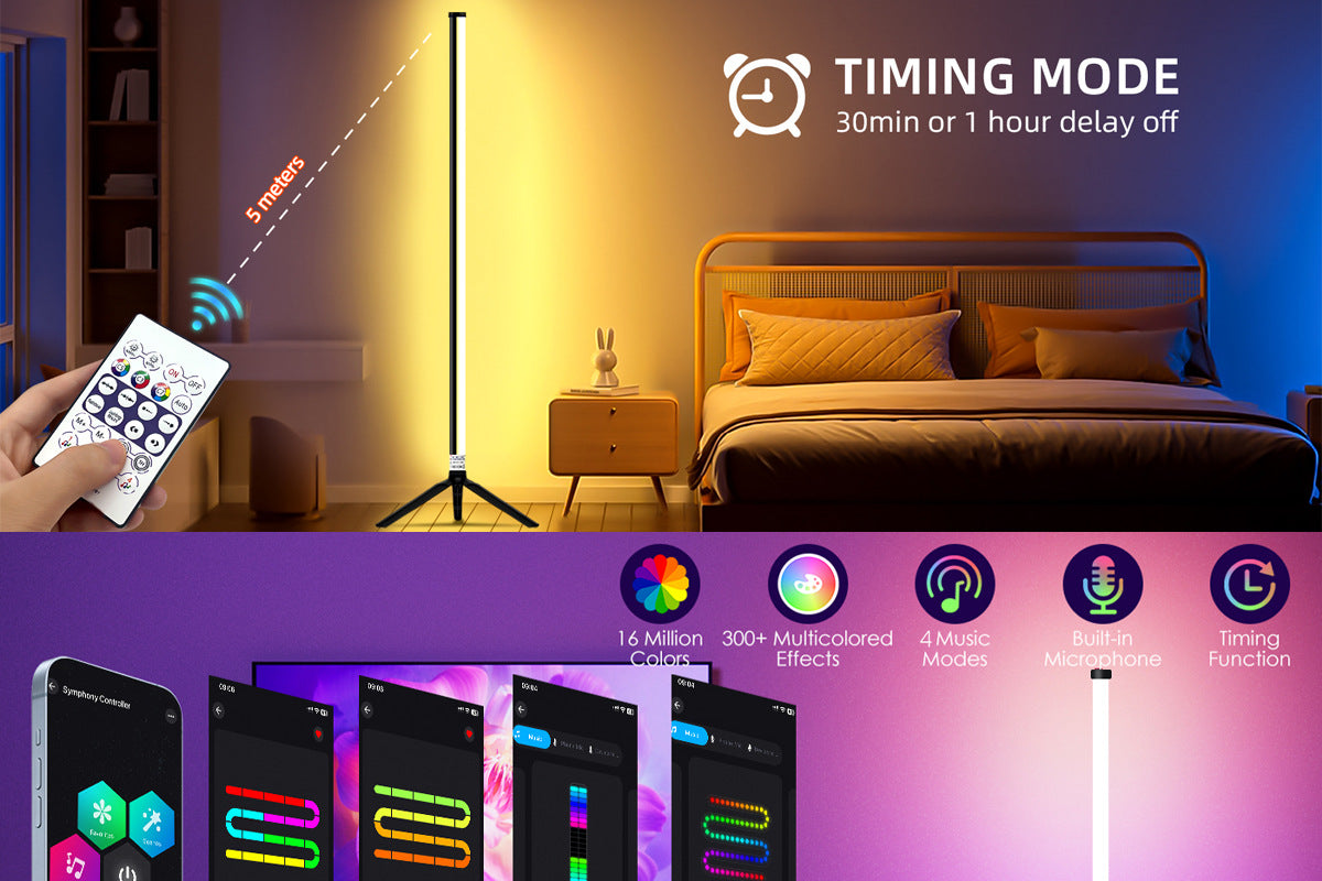 Triangular Floor Lamp Iridescent Floor Lamp Ambient Light led Floor Lamp RGB Floor Lamp USB Corner Light Sound Pickup Lamp