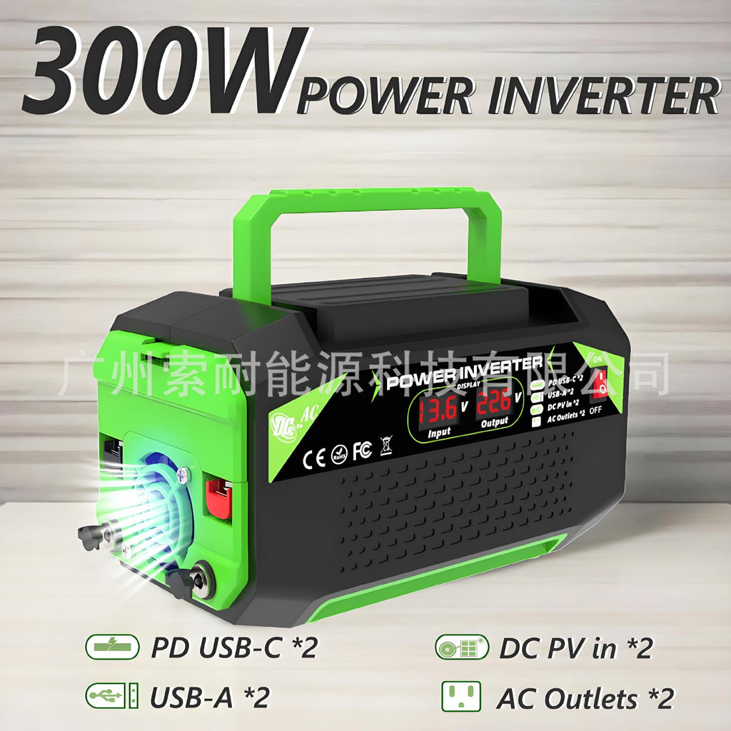 European Standard Socket Car Inverter300W/500W12V Turn220V/230V With dual display/USB/Type-C