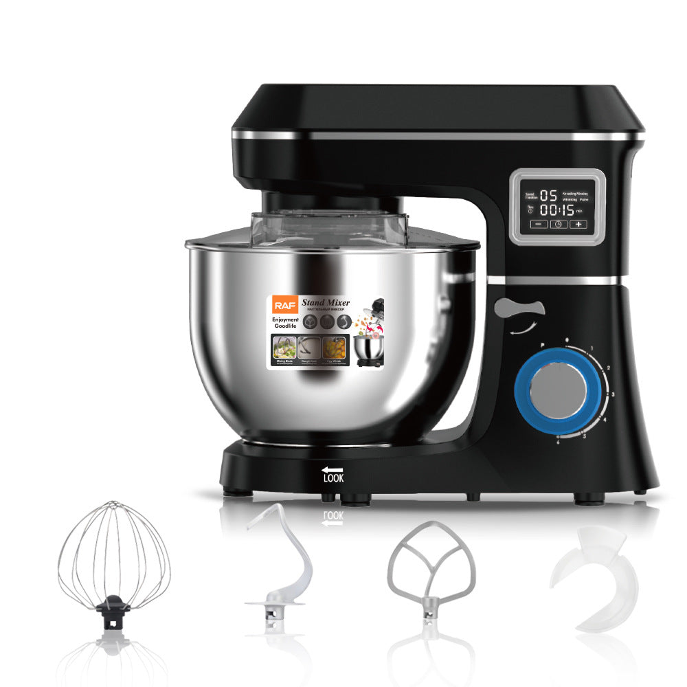 RAF European Standard Stainless Steel Bowl High-Power Dough Mixer Household Multi-Functional Chef Machine Dough Blender R.6677