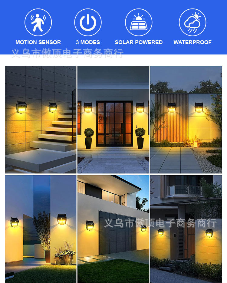 New Solar Light Outdoor Garden Light Human Body Sensing Tungsten Wall Light Garden Villa Street Light Waterproof