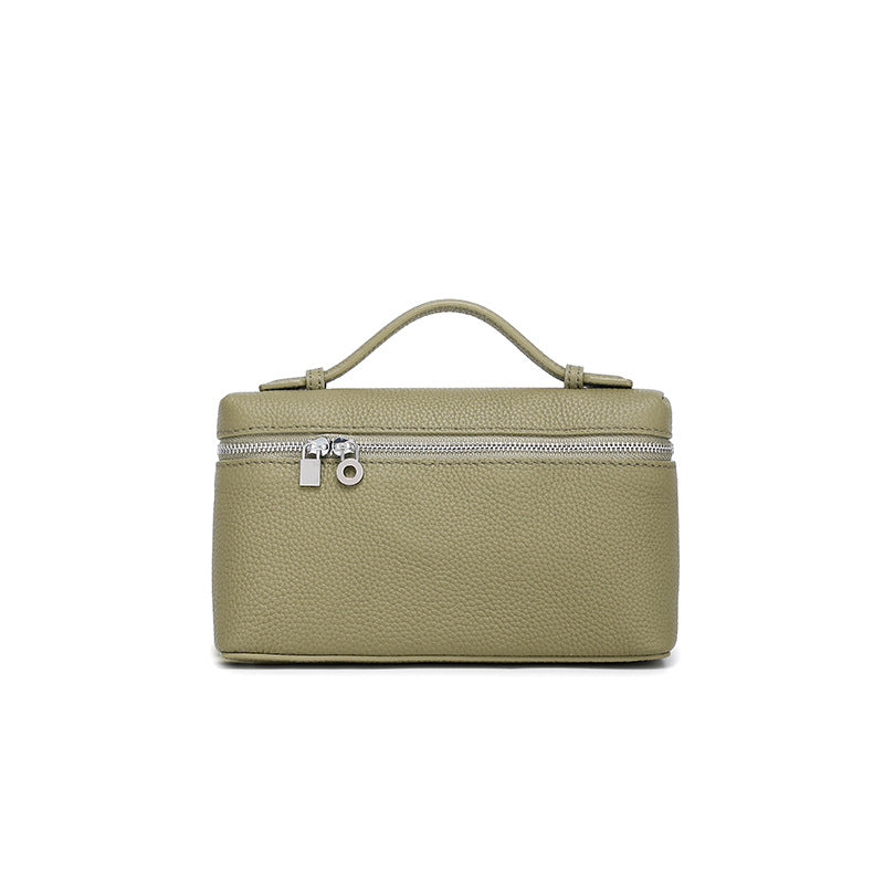 GIgi Same Style Women's Bag Niche Elegant Handheld Lunch Box Bag Women Simple Top Layer Cowhide Single Shoulder Crossbody Small Bag