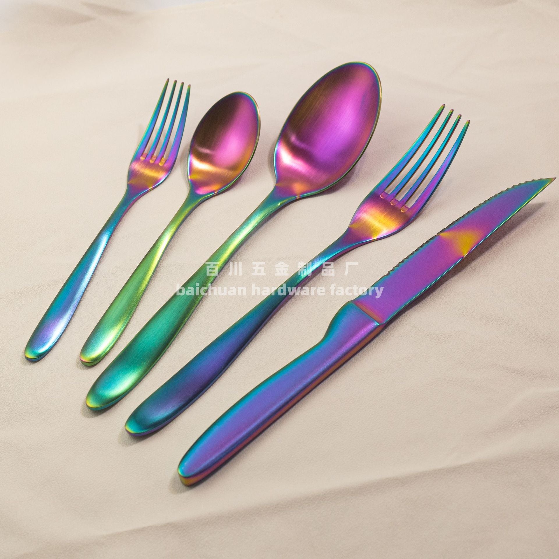 304Stainless Steel Knife Fork Spoon Set Western Tableware Hotel Heavy Sanding Wholesale Steak Knife Tea Spoon Classic Style