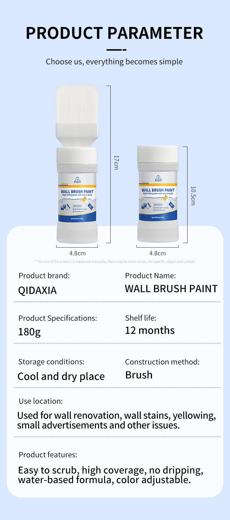 Interior Wall Paint White Wall Brush Paint Water-Based Odorless Latex Paint Wall Renovation Household Paint Wall Repair