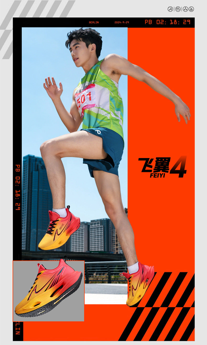 2025New Flying Wing Breathable Shock Absorption Running Shoes Summer Youth Racing Carbon Plate Lightweight Men and Women Sports Shoes