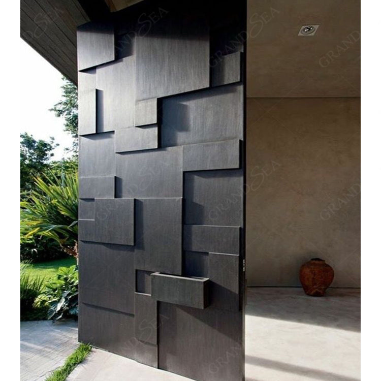 USA Style Exterior Modern High Glossy Black Solid Metal Front Aluminum Stainless Steel Pivot Entry Doors Price
