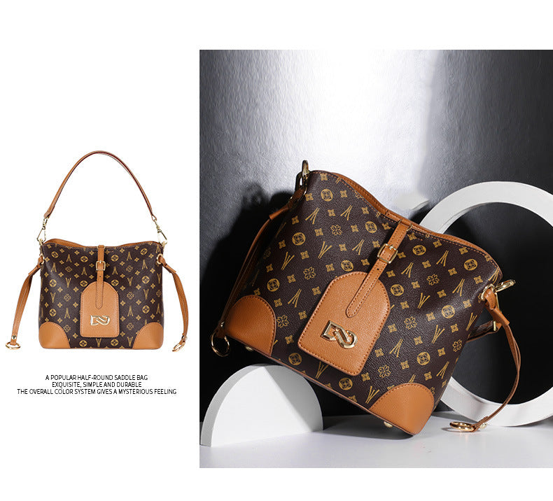 Trolis New Trendy Fashion Retro Bucket Bag Color-Block Personality Stylish Handbag High-Quality Crossbody Bag