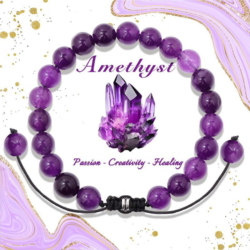 Natural Stone Crystal Beaded Bracelet4/6/8mm Chalcedony Turquoise Stretch Bracelet Lapis Tiger Eye Braided Bracelet