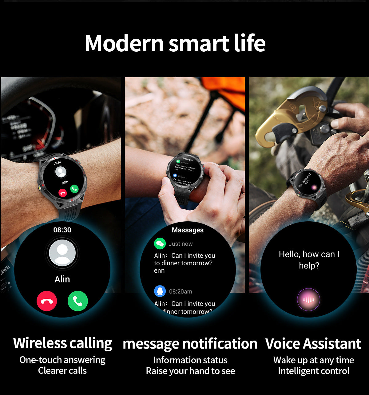 HT28Smart Watch Bluetooth Call True Heart Rate Step Sleep Breathing Training Deep Waterproof Flashlight Sports
