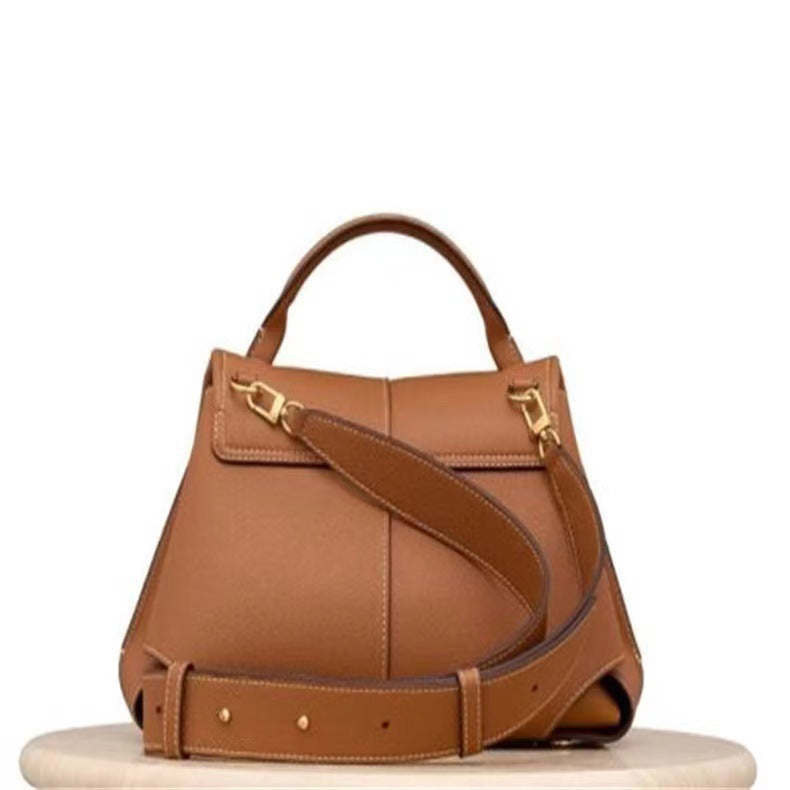 European and American Retro Smile Bag French Bolingin Niche Genuine Leather Women's Bag High-end Wrinkle Handbag Crossbody Bag