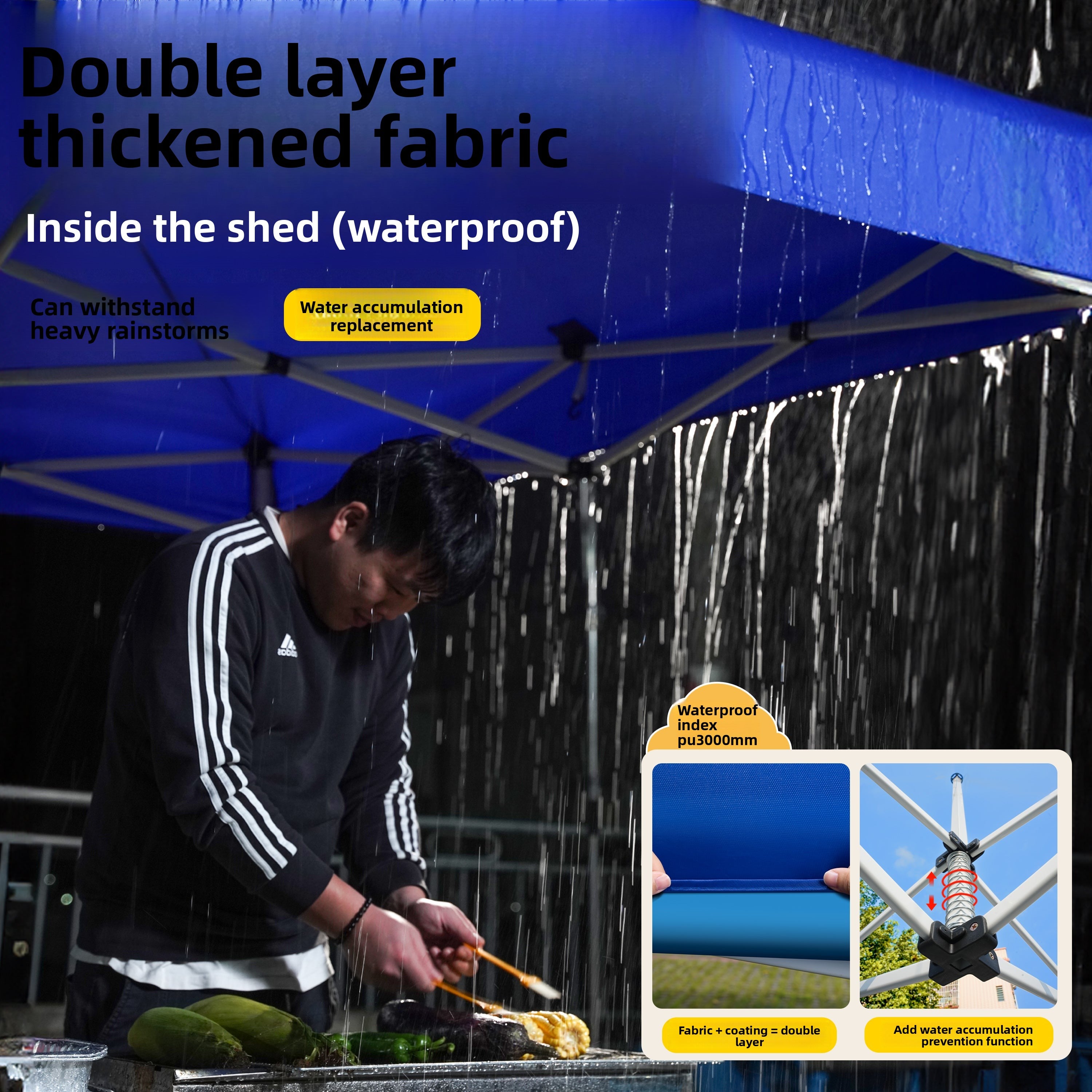 Four-Corner Rainproof Tent Four-Leg Rain Shelter Outdoor Advertising Exhibition Stall Use Sunshade Rain Cover Retractable Folding Canopy