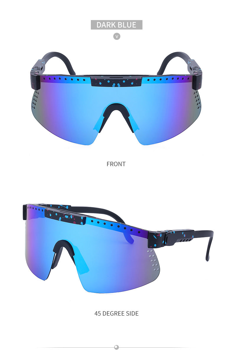 European and American Colorful Sunglasses Outdoor Cycling Windproof Sunglasses Men and Women One-piece Lens Sports Anti-ultraviolet Glasses