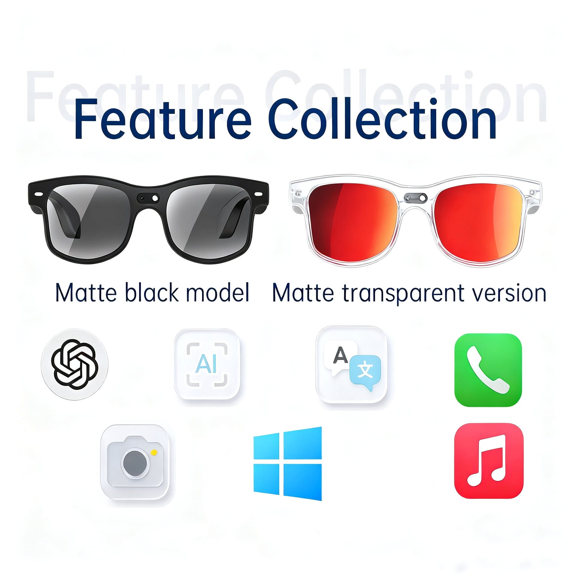 AIMB-G3Smart Glasses800100 Megapixel Camera1200P Video Recording Color Changing Lenses AI Simultaneous interpretation