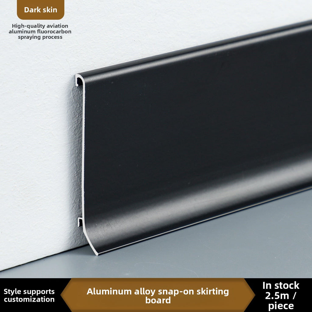 Thickened aluminum alloy skirting board with trendy metal clips for hotels6cm Minimalist Skirting Board